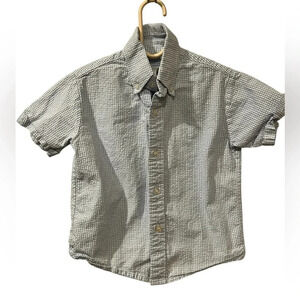 Vintage glorimont boys light blue and white plaid button down shirt size 4T